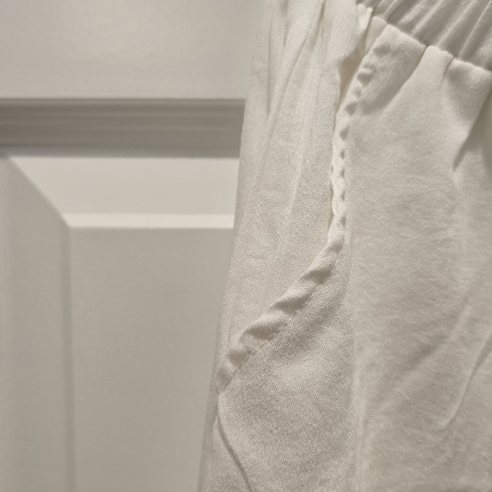 Women's White Drawstring Palazzo Pants - Picture 4 of 7